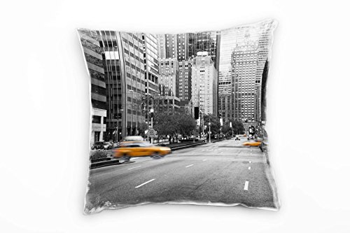 Paul Sinus Art Urbanes und City, Taxi, grau gelb, New York Deko Kissen 40x40cm für Couch Sofa Lounge Zierkissen - Dekoration zum Wohlfühlen von Paul Sinus Art
