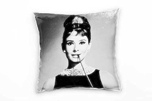 Paul Sinus Art Vintage, Audrey Hepburn, grau Deko Kissen 40x40cm für Couch Sofa Lounge Zierkissen - Dekoration zum Wohlfühlen von Paul Sinus Art