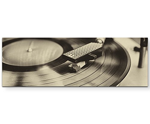 Paul Sinus Art Vinylrekorder – Retro - Panoramabild auf Leinwand in 150x50cm von Paul Sinus Art