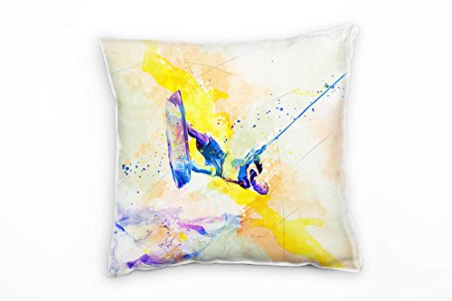 Paul Sinus Art Wakeboard Deko Kissen mit Füllung 40x40cm für Couch Sofa Lounge Zierkissen - Dekoration zum Wohlfühlen von Paul Sinus Art