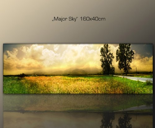 Paul Sinus Art Wandbild 160x40cm Natur (Major_Sky_160x40 cm) Wohnzimmer Stil Bilder fertig gerahmt mit Keilrahmen riesig. Ausführung Kunstdruck auf Leinwand. Günstig inkl Rahmen von Paul Sinus Art