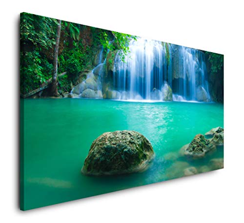 Paul Sinus Art Wasserfall in Thailand 120x 60cm Panorama Leinwand Bild XXL Format Wandbilder Wohnzimmer Wohnung Deko Kunstdrucke von Paul Sinus Art