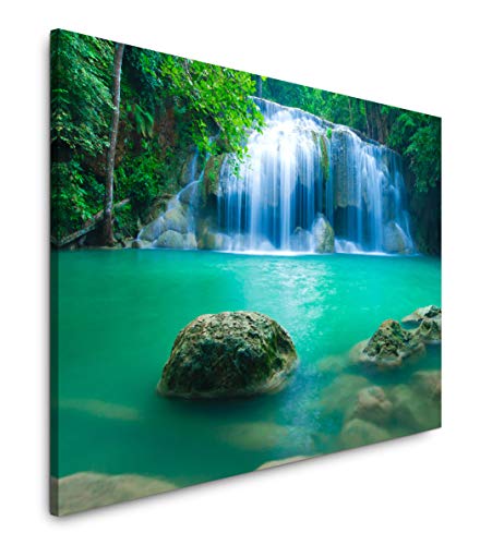 Paul Sinus Art Wasserfall in Thailand 180 x 120 cm Inspirierende Fotokunst in Museums-Qualität für Ihr Zuhause als Wandbild auf Leinwand in XXL Format von Paul Sinus Art