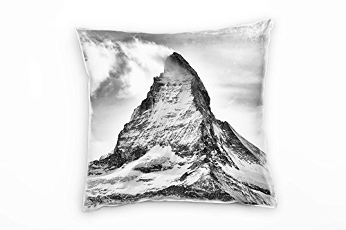 Paul Sinus Art Winter, grau, schneebedeckter Berg, Schweiz Deko Kissen 40x40cm für Couch Sofa Lounge Zierkissen - Dekoration zum Wohlfühlen von Paul Sinus Art