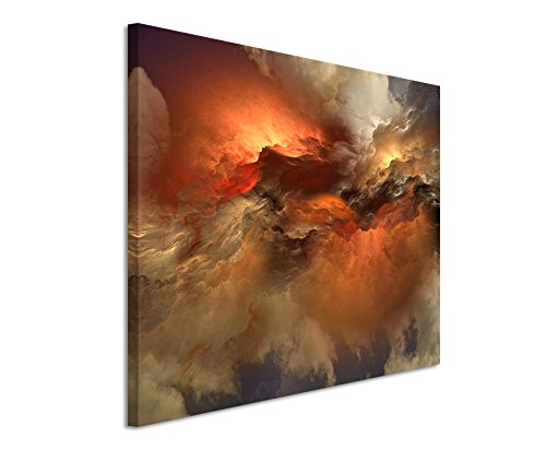 Paul Sinus Art XXL Fotoleinwand 120x80cm Orange grauer Wolkenhimmel auf Leinwand exklusives Wandbild moderne Fotografie für ihre Wand in vielen Größen von Paul Sinus Art