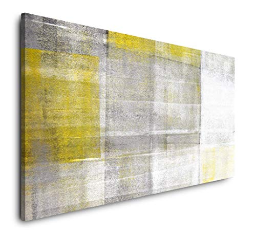 Paul Sinus Art grau und gelb 120x 60cm Panorama Leinwand Bild XXL Format Wandbilder Wohnzimmer Wohnung Deko Kunstdrucke von Paul Sinus Art