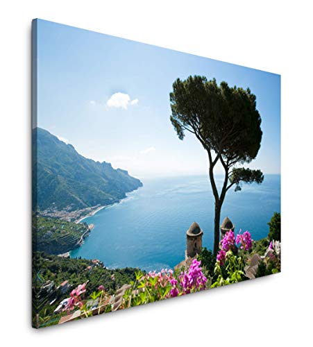 Paul Sinus Art italienische Küste 100 x 70 cm Inspirierende Fotokunst in Museums-Qualität für Ihr Zuhause als Wandbild auf Leinwand in von Paul Sinus Art