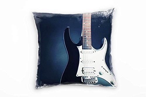 Paul Sinus Art künstlerische Fotografie, E-Gitarre, blau, weiß Deko Kissen 40x40cm für Couch Sofa Lounge Zierkissen - Dekoration zum Wohlfühlen von Paul Sinus Art