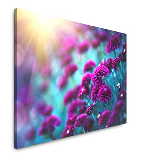 Paul Sinus Art lila Blumen 60 x 90 cm Inspirierende Fotokunst in Museums-Qualität für Ihr Zuhause als Wandbild auf Leinwand in von Paul Sinus Art