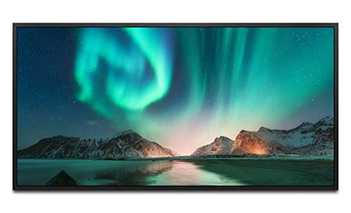 Polarlichter ca. 130x70cm Wandbild inklusive Schattenfugenrahmen schwarz - Panorama Leinwand Bild XXL Format Wandbilder Wohnzimmer Wohnung Deko Kunstdrucke von Paul Sinus Art