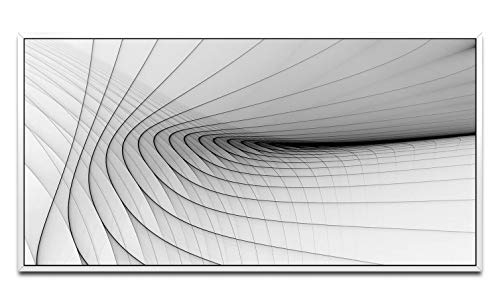 Schwarze Streifen auf weißem Hintergrund ca. 130x70cm Wandbild inklusive Schattenfugenrahmen Weiss - Panorama Leinwand Bild XXL Format Wandbilder Wohnzimmer Wohnung Deko Kunstdrucke von Paul Sinus Art