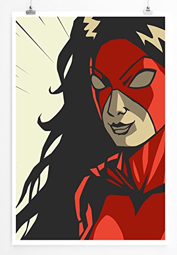 Sinus Art Kunst und Deko Poster - Superheldin mit roter Maske im Comic Stil- Fotodruck in gestochen scharfer Qualität Sinus Art Kunst und Deko Poster - Superheldin mit roter Maske im Comic Stil- Fotodruck in gestochen scharfer Qualität von Paul Sinus Art