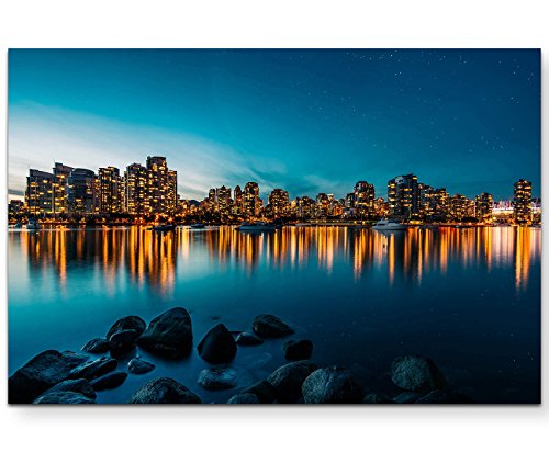 Paul Sinus Art Skyline von Vancouver - Leinwandbild 120x80cm von Paul Sinus Art