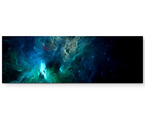 Paul Sinus Art abstraktes Bild – Universum in Blautönen - Panoramabild auf Leinwand in 120x40cm von Paul Sinus Art