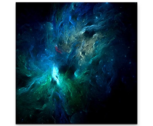 Paul Sinus Art abstraktes Bild – Universum in BlautönenLeinwandbild quadratisch 90x90cm von Paul Sinus Art
