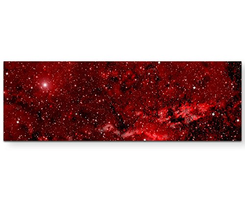 Paul Sinus Art rotes Universum - Panoramabild auf Leinwand in 120x40cm von Paul Sinus Art