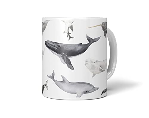 Dekorative Tasse mit schönem Motiv Meerestiere Wale Delfine Muster Killerwal Buckelwal von Paul Sinus