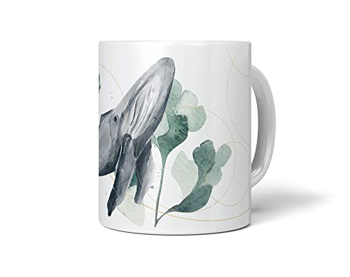 Dekorative Tasse mit schönem Motiv Wal Blauwal Wasserfarben Aquarell einzigartiges Design von Paul Sinus