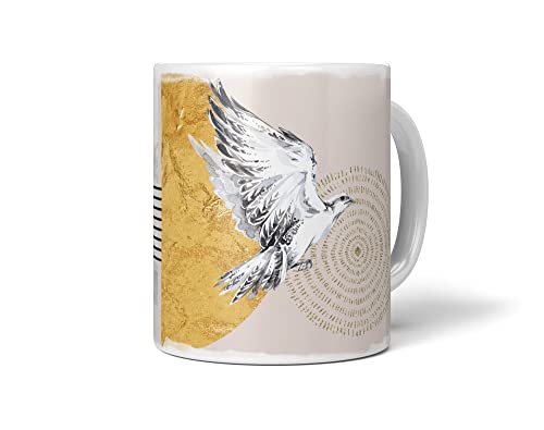 Dekorative Tasse mit schönem Vogel Motiv Falke Flügel Fliegen schönem Design Gold Halbmond von Paul Sinus