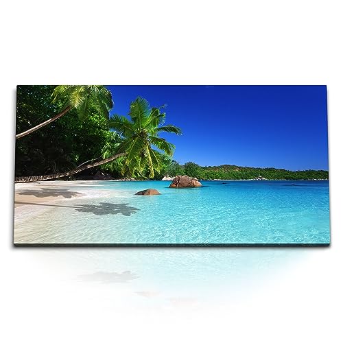 Kunstdruck Bilder 120x60cm Palmen Strand Meer Sommer Sonne Traumstrand von Paul Sinus