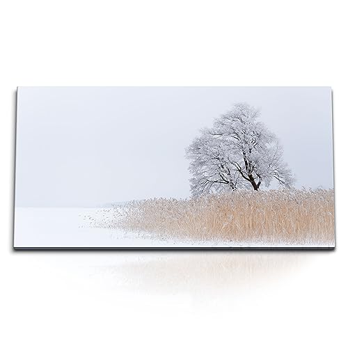 Kunstdruck Bilder 120x60cm Winterlandschaft Baum Schnee Natur Weiß von Paul Sinus