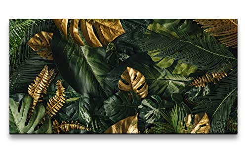 Paul Sinus Leinwandbild 120x60cm Grüne Blätter Gold Dekorativ Fotokunst Natur von Paul Sinus