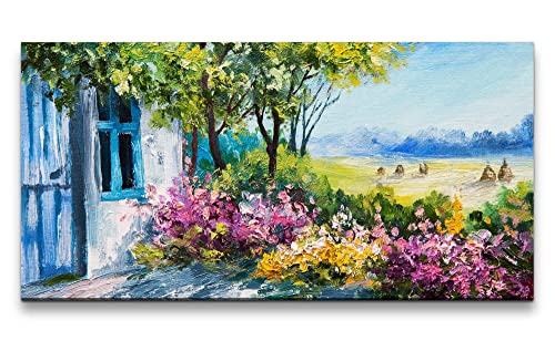 Paul Sinus Leinwandbild 120x60cm Landhaus Landschaft Farbenfroh Malerisch Abstrakt Blumen Natur von Paul Sinus