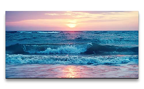 Paul Sinus Leinwandbild 120x60cm Meer Wellen Horizont Sonnenuntergang Abendröte von Paul Sinus