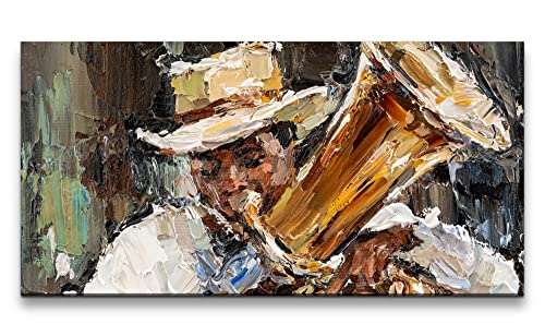 Paul Sinus Leinwandbild 120x60cm New Orleans Trompetenspieler Jazz Kunstvoll Abstrakt Musik von Paul Sinus