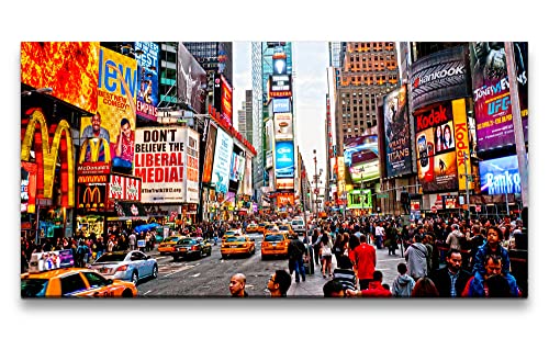 Paul Sinus Leinwandbild 120x60cm New York Time Square gelbe Taxis Menschen Reklametafeln von Paul Sinus