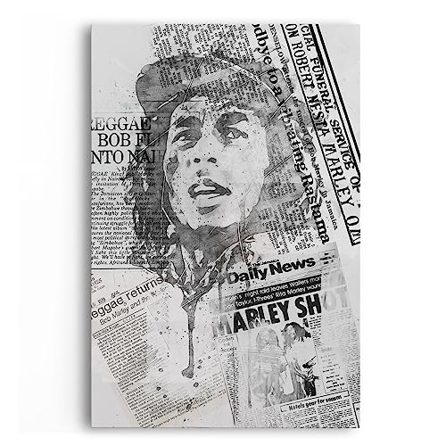 Paul Sinus Bob Marley Musiklegende Reggae Schwarz Weiß Kunstvoll Newspaper von Paul Sinus