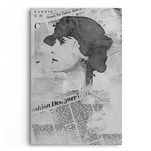 Paul Sinus Coco Chanel Porträt Schwarz Weiß Kunstvoll Newspaper von Paul Sinus