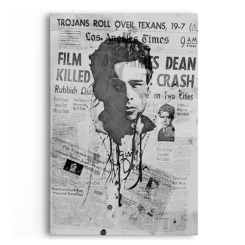 Paul Sinus Filmstar James Dean Filmlegende Schwarz Weiß Newspaper Art von Paul Sinus