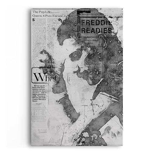 Paul Sinus Freddie Mercury Schwarz Weiß Porträt Kunstvoll Newspaper Art von Paul Sinus
