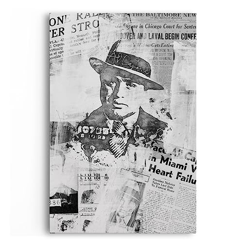 Paul Sinus Gangster Boss Al Capone Scarface Schwarz Weiß Zeitung Kunstvoll von Paul Sinus