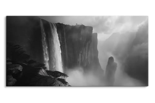 Paul Sinus Gerahmtes Bild auf Leinwand 120x60cm Schwarzer Felsen Klippe Natur Wasserfall Schwarz Weiß Paul Sinus Gerahmtes Bild auf Leinwand 120x60cm Schwarzer Felsen Klippe Natur Wasserfall Schwarz Weiß von Paul Sinus
