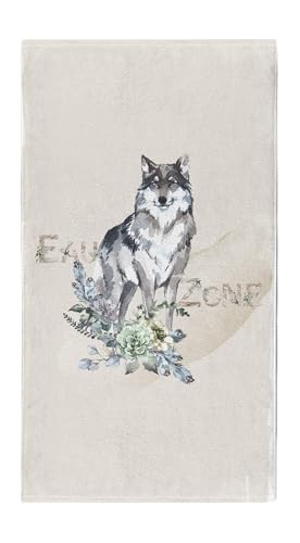 Paul Sinus Handtuch Badehandtuch Strandhandtuch Duschtuch Größe: 180x100cm Wolf Blumen Wald von Paul Sinus