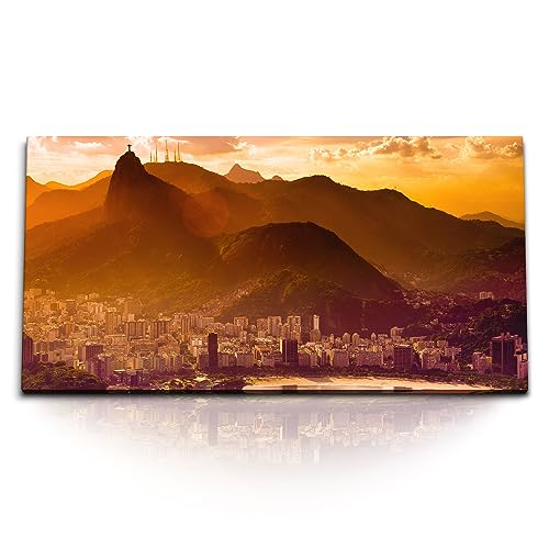 Paul Sinus Kunstdruck Bilder 120x60cm Bucht von Rio de Janeiro Brasilien Berge Sonnenuntergang von Paul Sinus