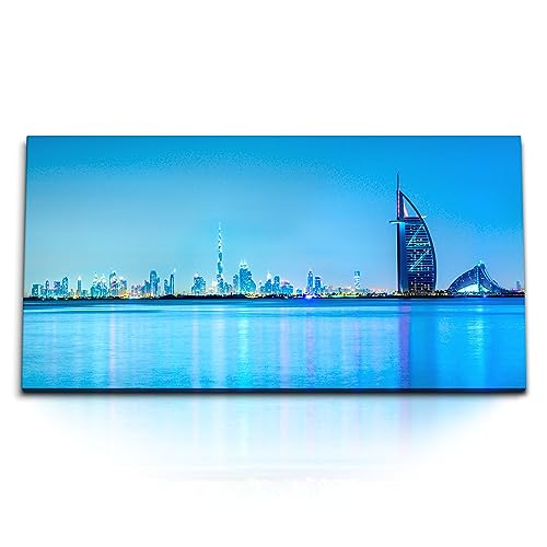 Paul Sinus Kunstdruck Bilder 120x60cm Dubai Skyline Blau Abenddämmerung Stadt Hochhäuser von Paul Sinus