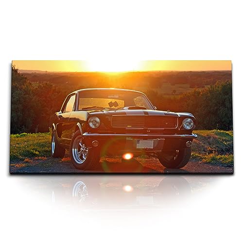 Paul Sinus Kunstdruck Bilder 120x60cm Ford Mustang 66 Oldtimer Sonnenuntergang Muscle car von Paul Sinus