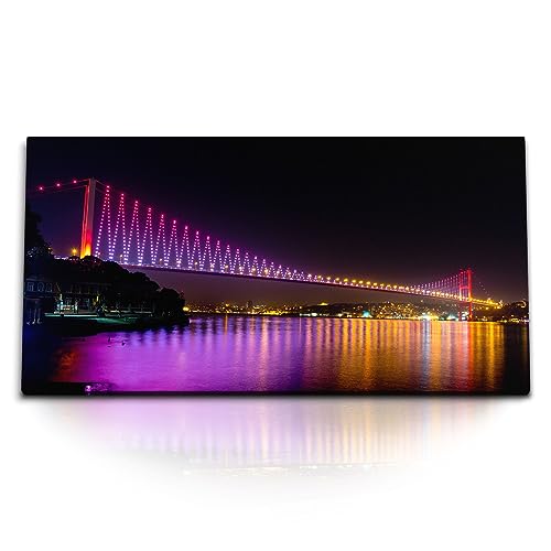 Paul Sinus Kunstdruck Bilder 120x60cm Istanbul bei Nacht Bosporus Brücke Nacht von Paul Sinus