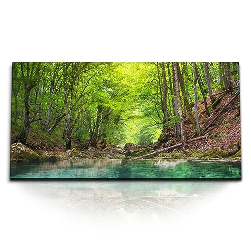 Paul Sinus Kunstdruck Bilder 120x60cm Natur Wald Bach Fluss Wasser Grün von Paul Sinus