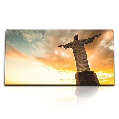 Paul Sinus Kunstdruck Bilder 120x60cm Rio de Janeiro Jesus Statue Sonnenuntergang Abendröte von Paul Sinus