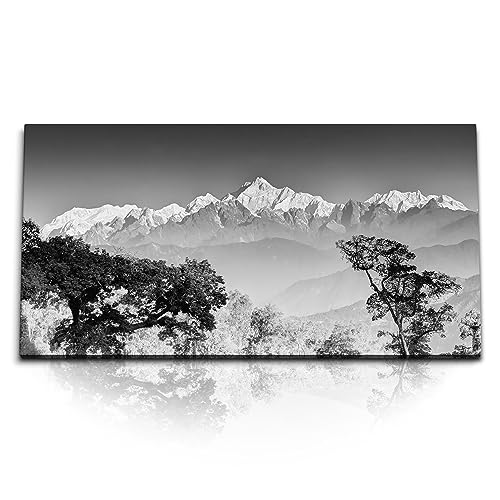 Paul Sinus Kunstdruck Bilder 120x60cm Schwarz Weiß Fotografie Berge Natur Schneegipfel von Paul Sinus
