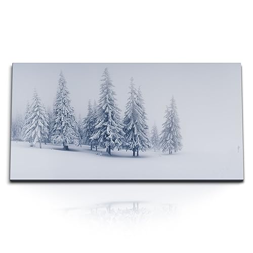 Paul Sinus Kunstdruck Bilder 120x60cm Winter Schnee Tannenbäume Tannenwald Weiß von Paul Sinus