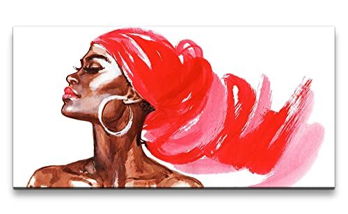 Paul Sinus Leinwandbild 120x60cm Afrikanische Frau Porträt Kunstvoll Rot Schön Feminin von Paul Sinus