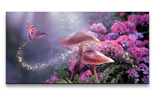 Paul Sinus Leinwandbild 120x60cm Märchenland Pilze Schmetterlinge Zauber Blumen Schön von Paul Sinus