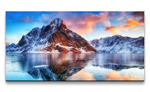 Paul Sinus Leinwandbild 120x60cm Meer Berge unberührte Natur Stille Schön Eis von Paul Sinus