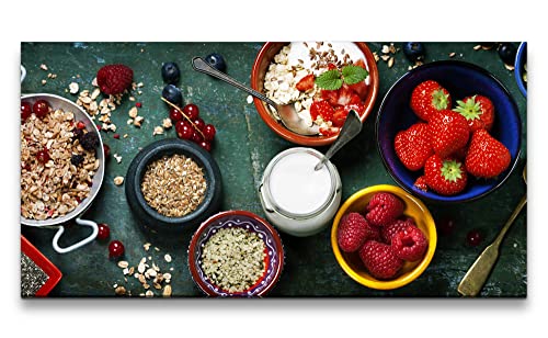 Paul Sinus Leinwandbild 120x60cm Müsli Erdbeeren Himbeeren Küche Frühstück Gesund von Paul Sinus