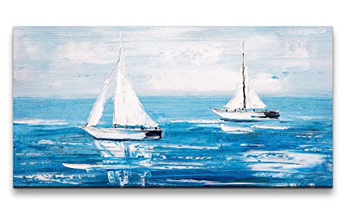 Paul Sinus Leinwandbild 120x60cm Segelboote Meer Malerisch Blau Kunstvoll Himmel von Paul Sinus